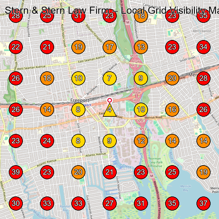 Stern & Stern Law Firm GeoGrid visibility map for Lawyer in Freeport